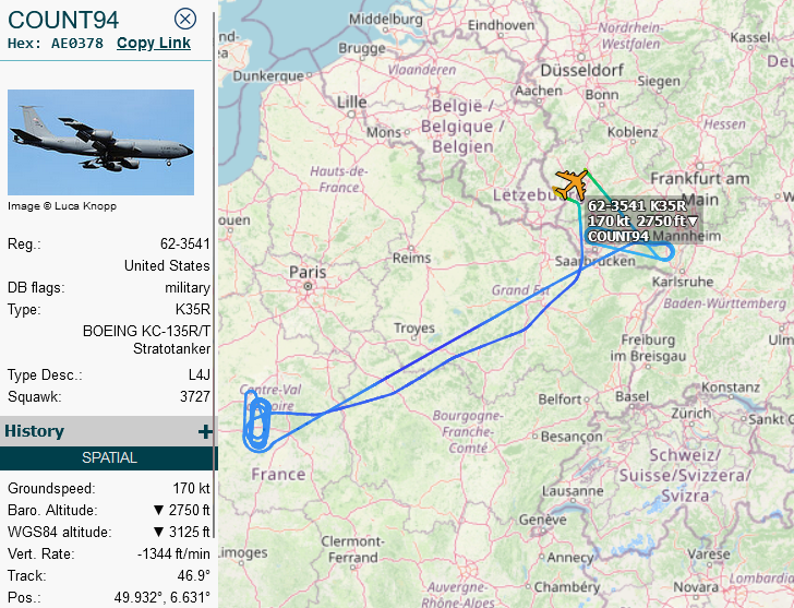 SirListenalot's tweet photo. #COUNT94 rtb Spangdahlem.@lufthanzl caught fighters at FL280 near Frankfurt, sounding like #HAT01, looking for direct EPPW. So my guess is "FF" #F22's... https://t.co/HuyUu5mphJ
