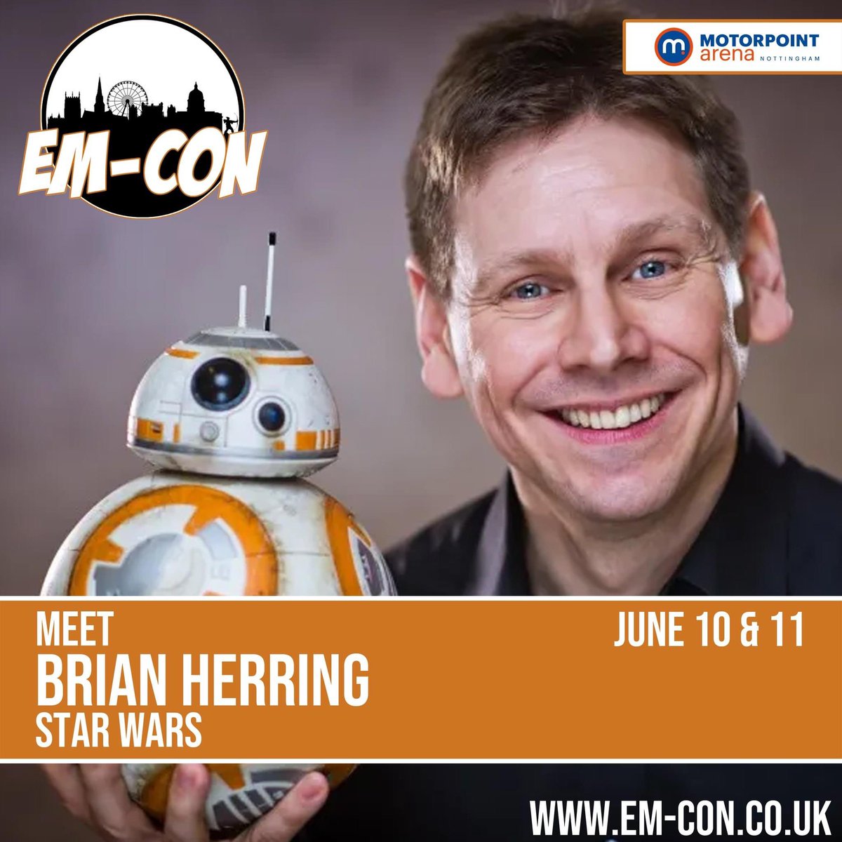 BrianHezza's tweet photo. Very happy to be coming back to @emconcouk on June 10th & 11th. Hope to see you there. #Emcon #StarWars #BB8Droid #BB8 https://t.co/fUuRGY49oE
