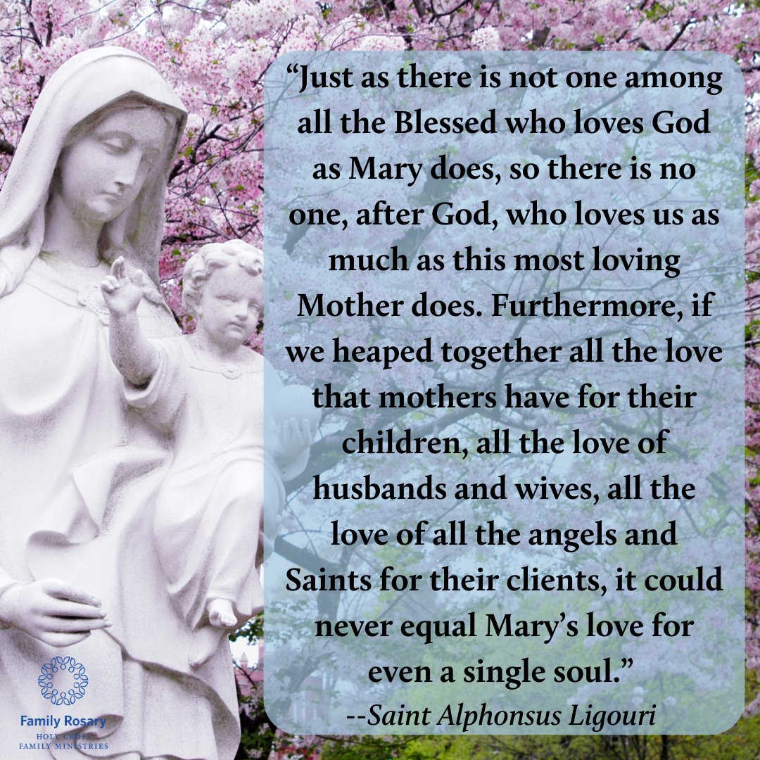 Have you ever considered how truly loved you are?

#BeholdYourMother #Rosary #FamilyPrayer #Catholic #Faith #SaintlyAdvice #AMothersLove #Motherhood #Love #MotherMary #May #MonthofMary