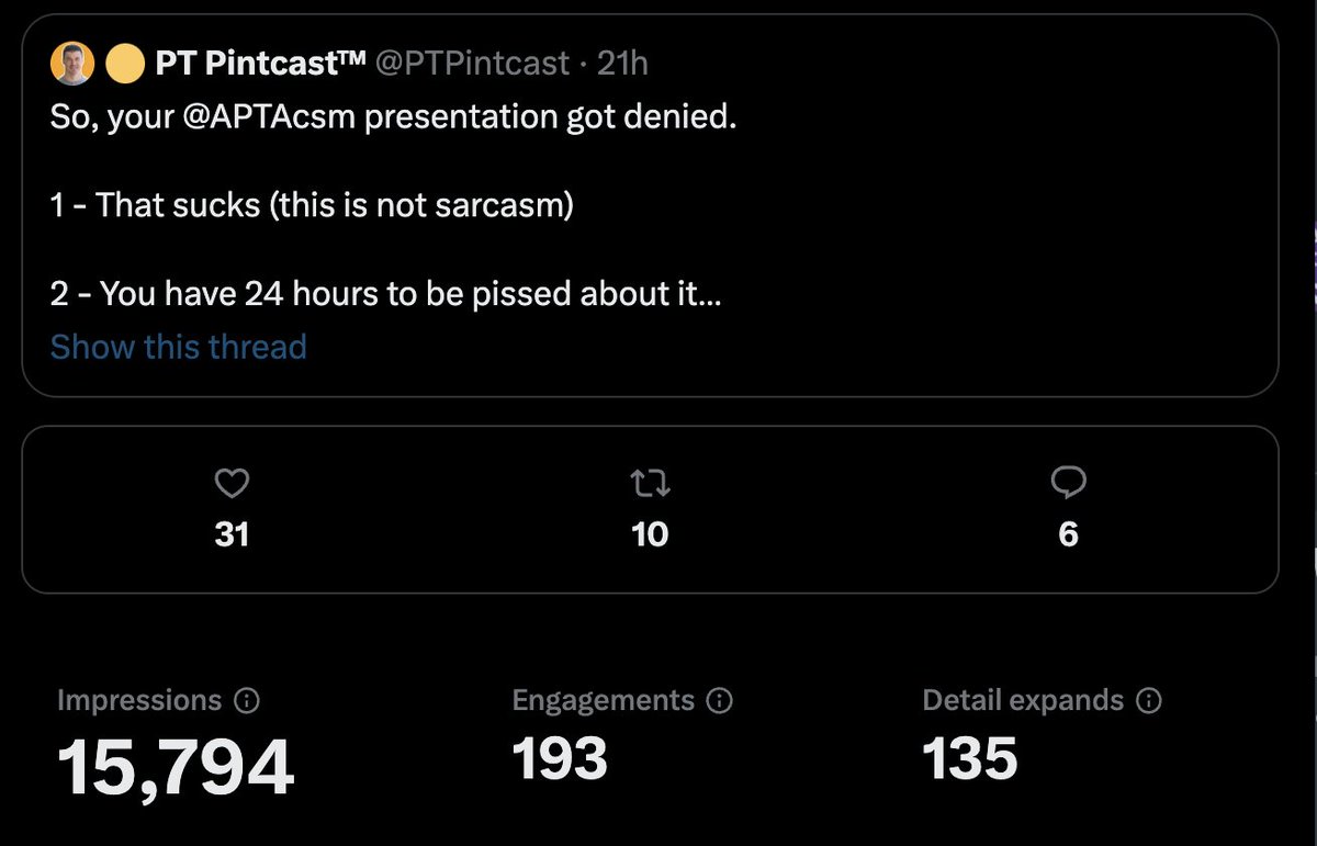 At the 21-hour mark, this ☝️ tweet has 15K impressions.

CSM has 18K attendees...

We're not saying don't present at conferences,

We're saying don't ONLY present at conferences.

#KnowledgeTranslation