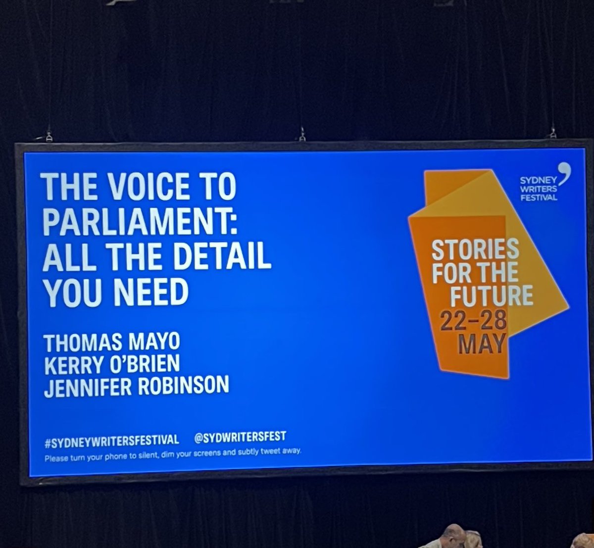 JoFrasca1's tweet photo. Privileged to hear Thomas Mayo and Kerry O’Brien speak with Jennifer Robinson tonight on the Voice to Parliament.  #VoiceToParliament #referendum2023 #indigenousrights #thomasmayo #kerryobrien #jenniferrobinson  #SydneyWritersFestival #voteyesaustralia #carriageworks https://t.co/fzw74WDThl