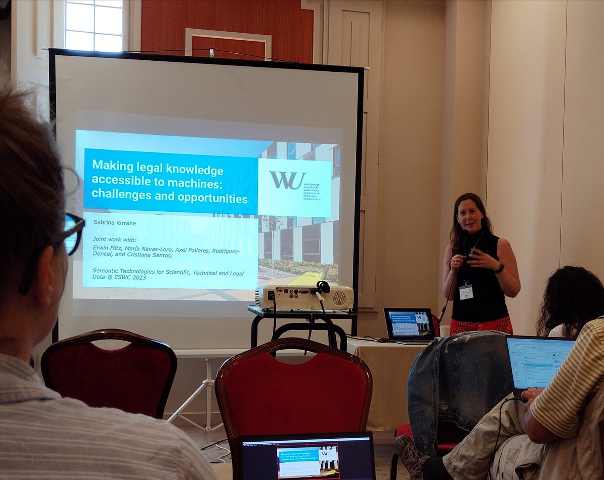 EIlkou's tweet image. Keynote talk at 🔹Semantic Technologies for Scientific, Technical and Legal Data🔹 Workshop at @eswc_conf by @SabrinaKirrane
@knowgraphs #ESWC2023