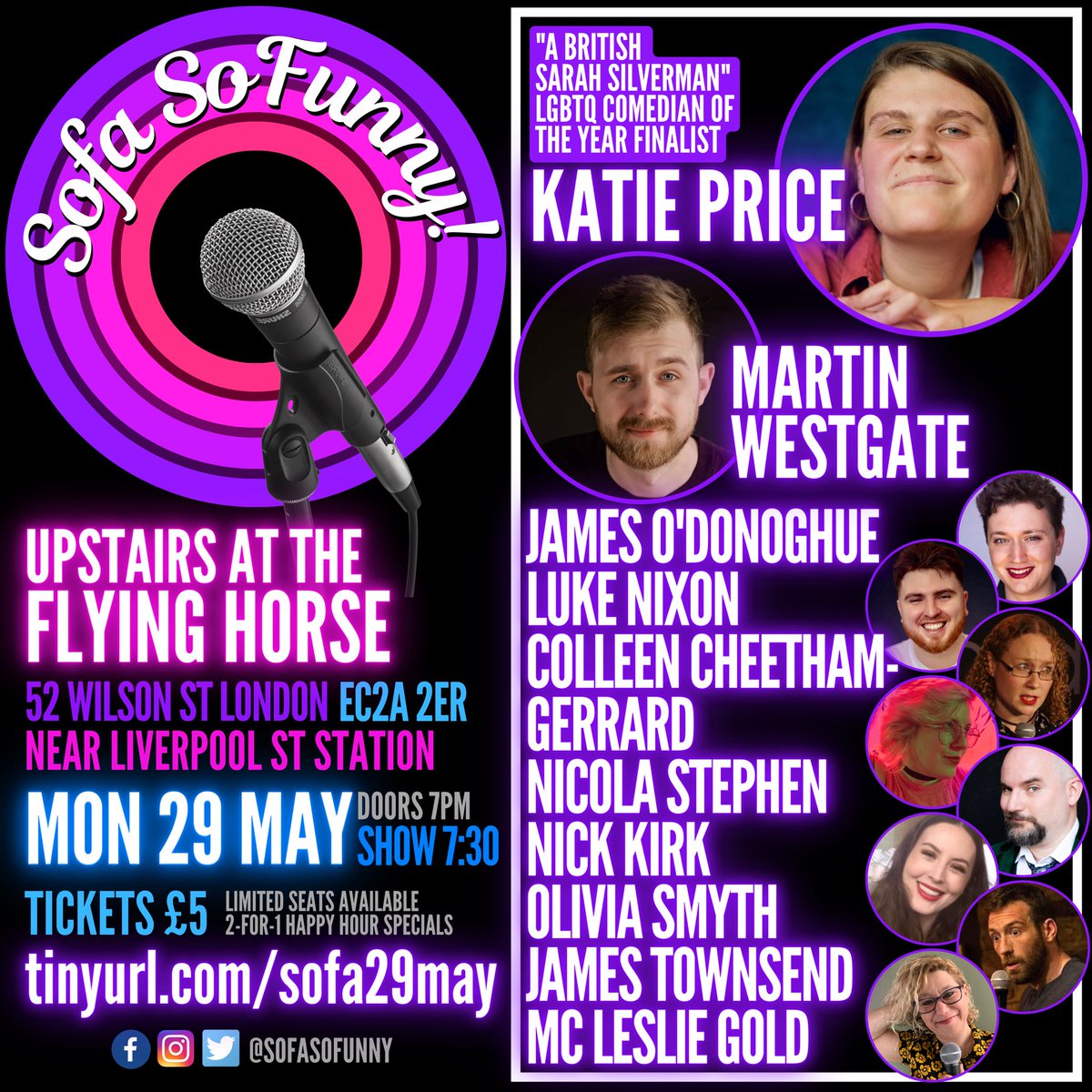 Just realised this marks one year since we moved the show to the Flying Horse! Come help us celebrate tomorrow night - there may be cake! 🎉🎂

tinyurl.com/sofa29may