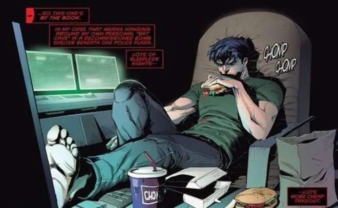 Jason- probably tries to be all broody and sullen while chomping on a Pineapple pizza. Look at how he eats a burger, he doesn’t value the sanctity of pizza.

Put those  concrete crunchers away/ 10