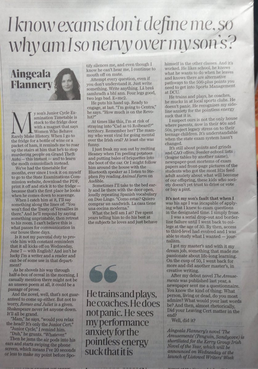 TODAY'S SINDO COLUMN. For all the parents wrecking their kids' heads over exams. 🤯🤓
#leavingcert #juniorcycle #Exams
