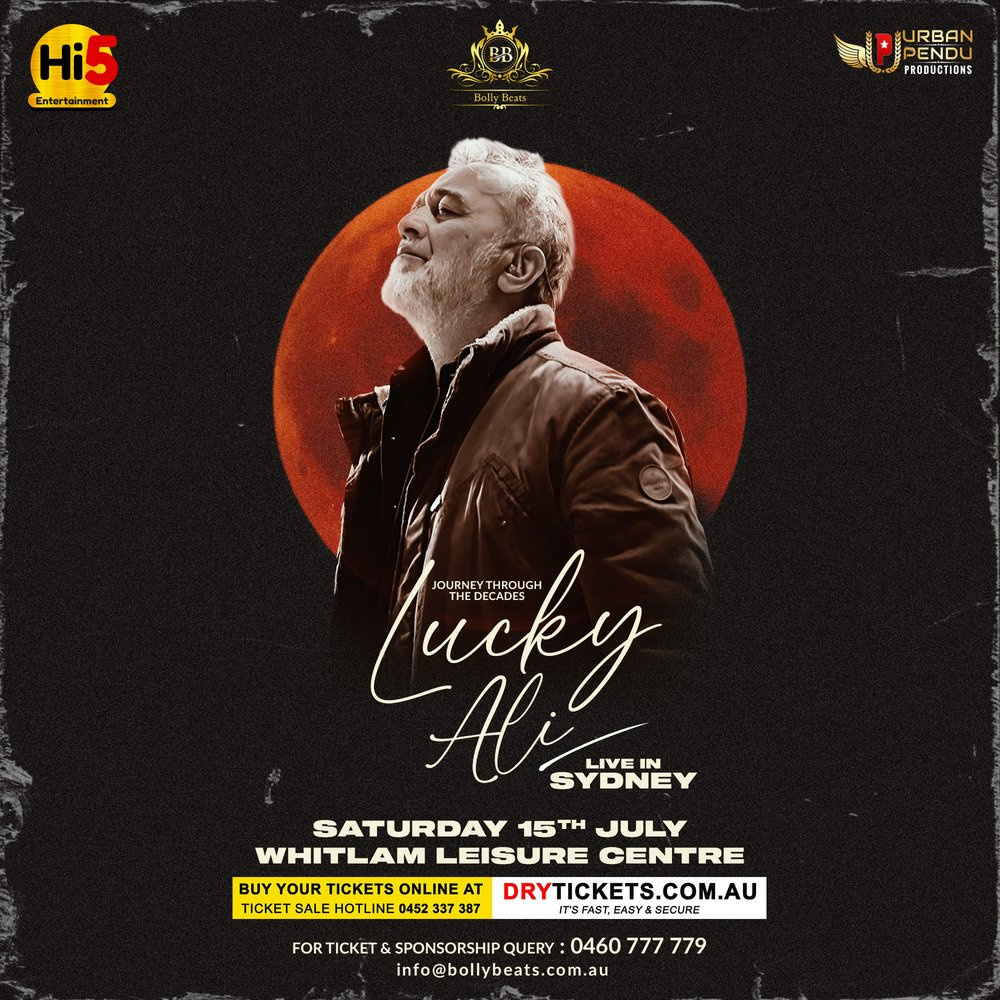 DryTickets's tweet photo. TICKETS ON SALE NOW! #SYDNEY
Journey Through The Decades
Lucky Ali Live In Sydney at Whitlam Leisure Centre, Liverpool on Saturday 15th of July 2023 @ 7PM.
Tickets at
https://t.co/BUEZkDnYzR
#LuckyAli #LiveInSydney #BollywoodConcert #BollyBeats #UrbanPenduProductions #DryTickets https://t.co/Y0ioqbJbLM