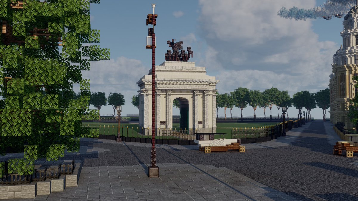 BuildsWbc's tweet image. Had a go at building Wellington Arch, complete with the Quadriga. The park land and fence around is still yet to be finished but this part of a much later park that will be shown off soon