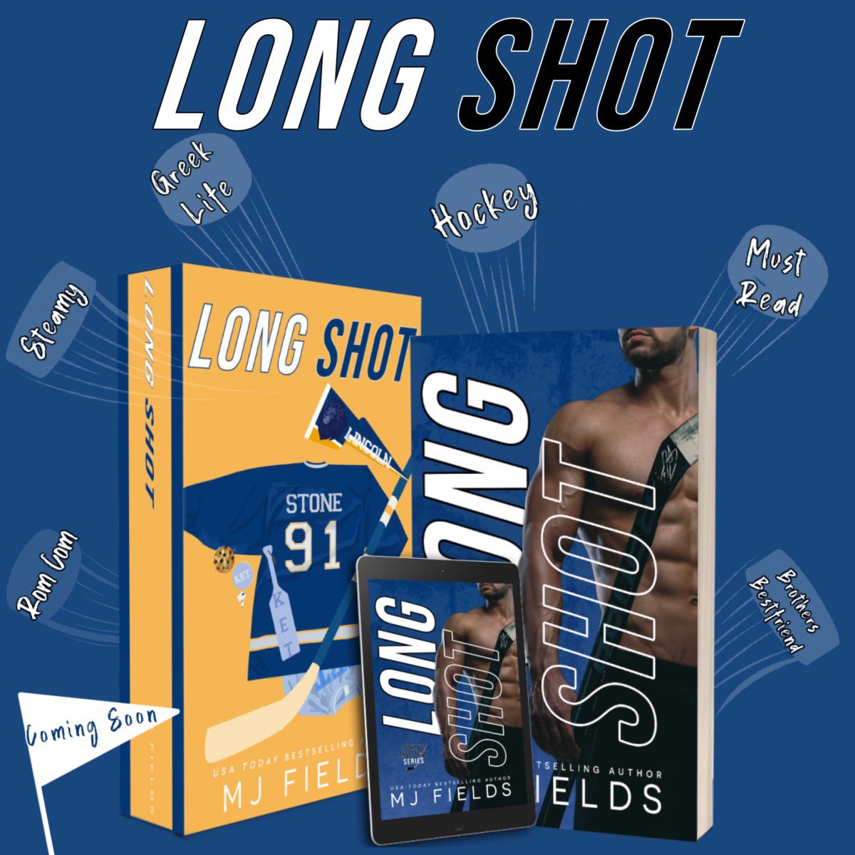 LONG SHOT is releasing June 4th!! I’m thrilled to share this COLLEGE HOCKEY ROMANCE cover with you!! 
Add it to your Goodreads TBR-->  goodreads.com/book/show/1643…
Cover designed by Jersey Girl Designs
Special Edition cover designed by 
<a href="/allybauthor/">ally b</a>