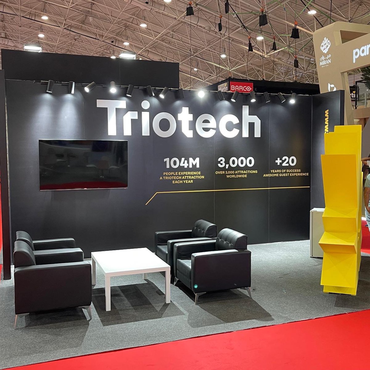 Triotech1's tweet photo. Our team is ready to welcoming you at @SeaSaudi in #Riyadh! Make sure to pass by and have a chat to learn more about the multiple #Transformers #InteractiveDarkRides we announced for @saudi_SEVEN
#triotech #creatorsoffun #attractions #middleeast #entertainment #themeparks https://t.co/GQWOxB2d8F