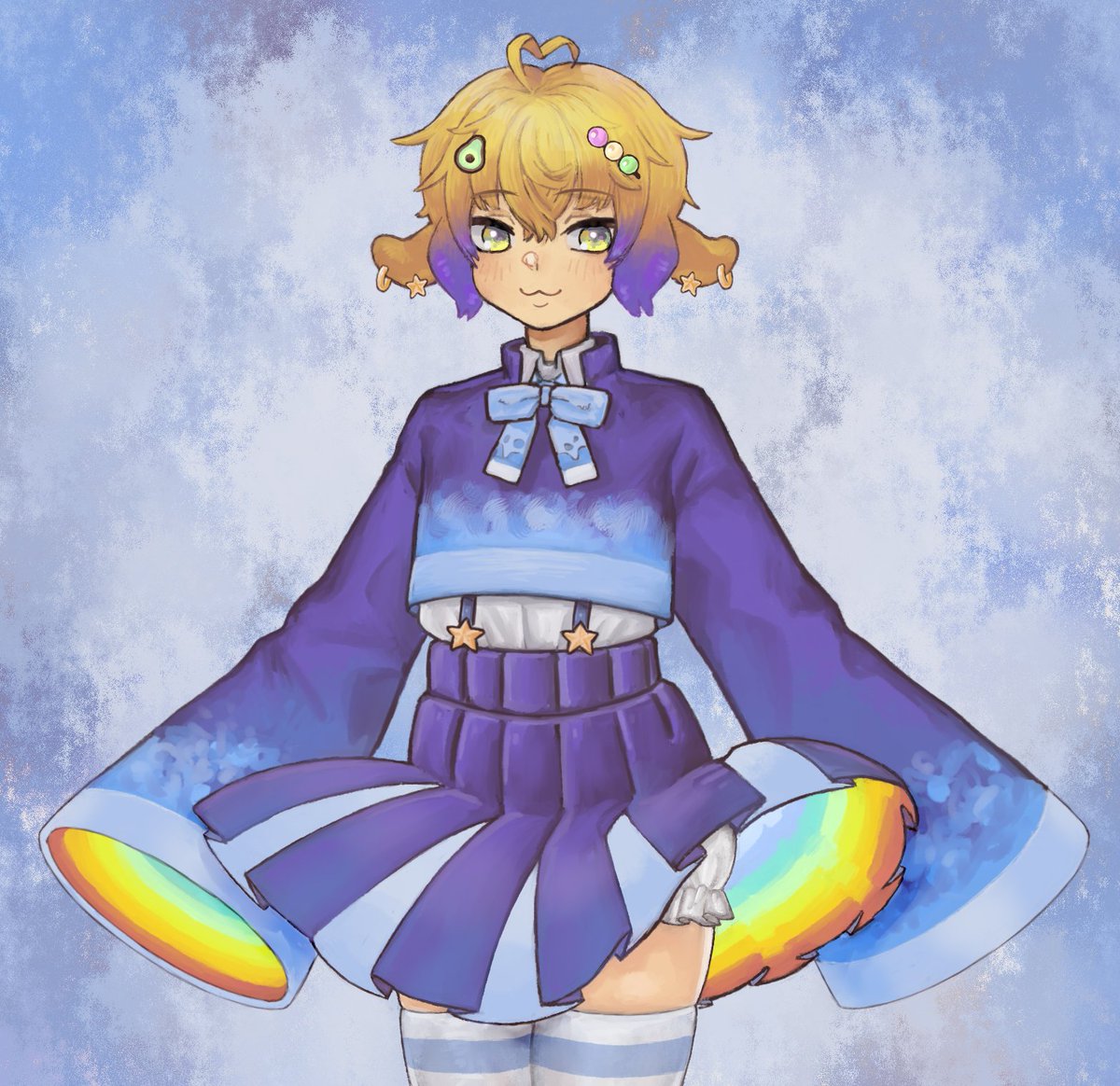 yayobashi's tweet photo. lil scuffed rough for @avodango  
thank u for offering to be a model, i usually work with weaker colors, so this gave me a fun opportunity to explore colors outside my comfort zone and playing around with your colorscheme 👉👈 https://t.co/wQG4D38mRN