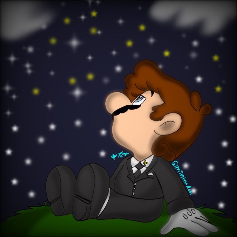 mintendoh's tweet photo. The only light is the stars✨ this one is about Marchionne okay I love him he is underrated as a character MATMB has been a inspiration for years! Credit to @CorpseSyndrome for the lovely oc✨#marchionne #marioandthemusicbox #fanart #art #drawing #sketch #supermariofandom https://t.co/NoxVWCW6yE