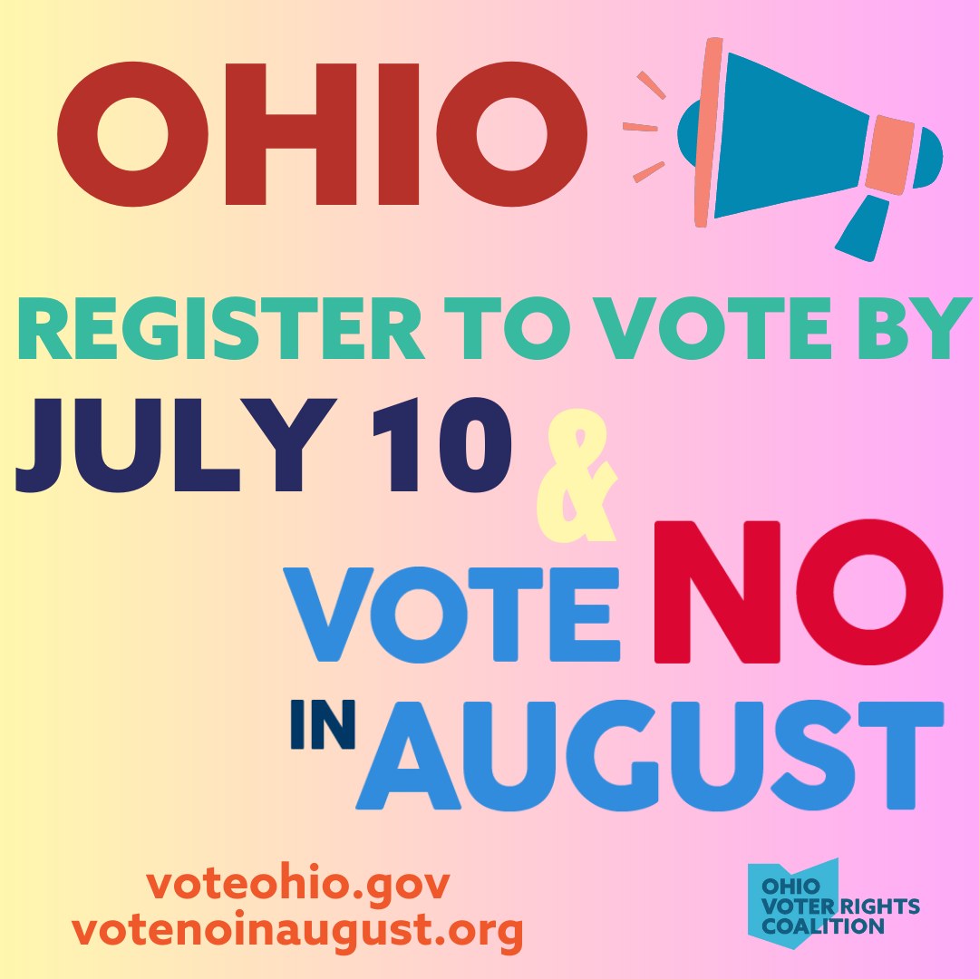 Early voting for the August special election begins in less than 50 days. Now’s the time to check your voter registration!
Visit voteohio.gov today to check your voter registration, update it if you've moved or changed your name, or register to vote for the first time!