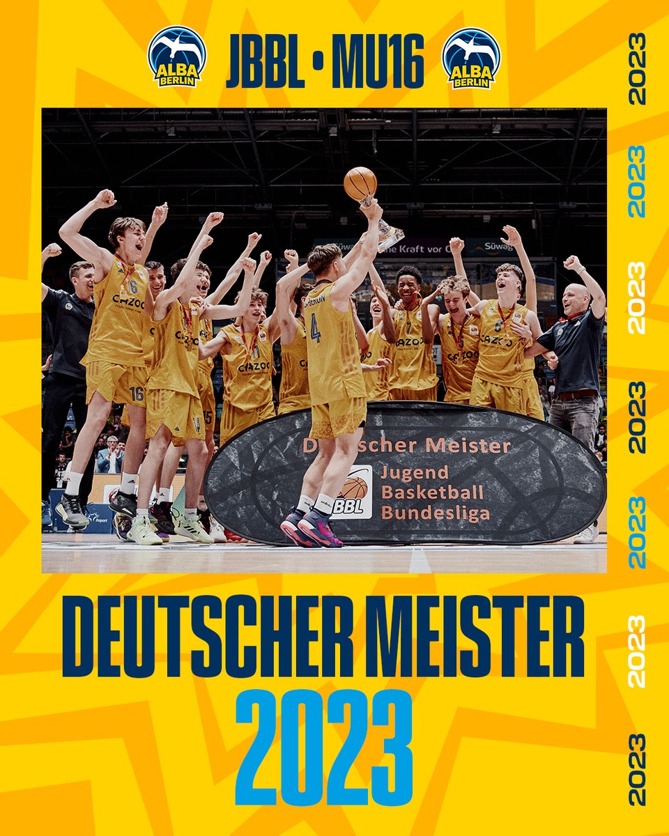 🏆 Deutscher mU16-Meister! 🏆

Perfekte Saison! Das Team von Coach Josef Dulibić belohnt sich für ein fantastisches Jahr mit blitzsauberen 24:0 Siegen und holt beim TOP4 in Frankfurt so was von verdient den Meistertitel – unser dritter nach 2017 und 2018. 💛💙

📸 @sven_kuczera