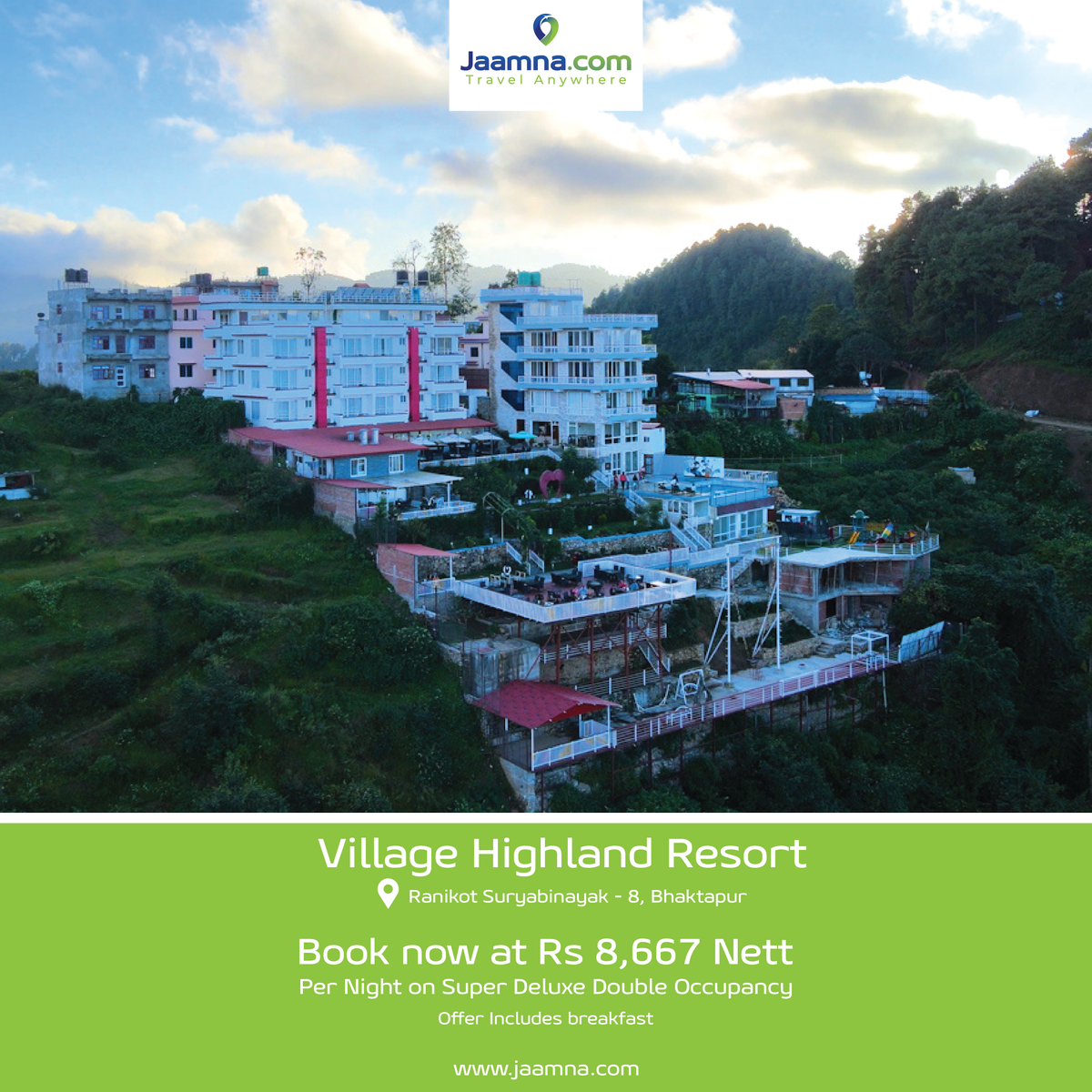 Jaamnanepal's tweet photo. Village Highland Resort- Ranikot, Bhaktapur, is the best pick for your next vacation since it offers all the relaxation and natural beauty at its peak. Book now!

Travel with Jaamna💫
👉https://t.co/U8y0aPjhio

Download App and Get Deals https://t.co/2WOobnKyz4
📲 Call 9801880009 https://t.co/u6H5bDex8r