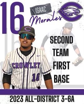Congratulations to Senior, Isaac Morales, on being named 2nd Team all district in 3-6A!