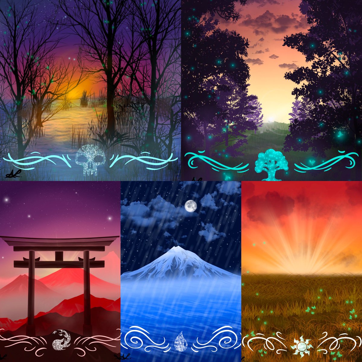 Here for my yearly post on this app. I designed some proxy MTG Basic lands that I’m currently obsessing over. 
#magicthegathering #mtg #basiclands #digitalart #landscape #drawing