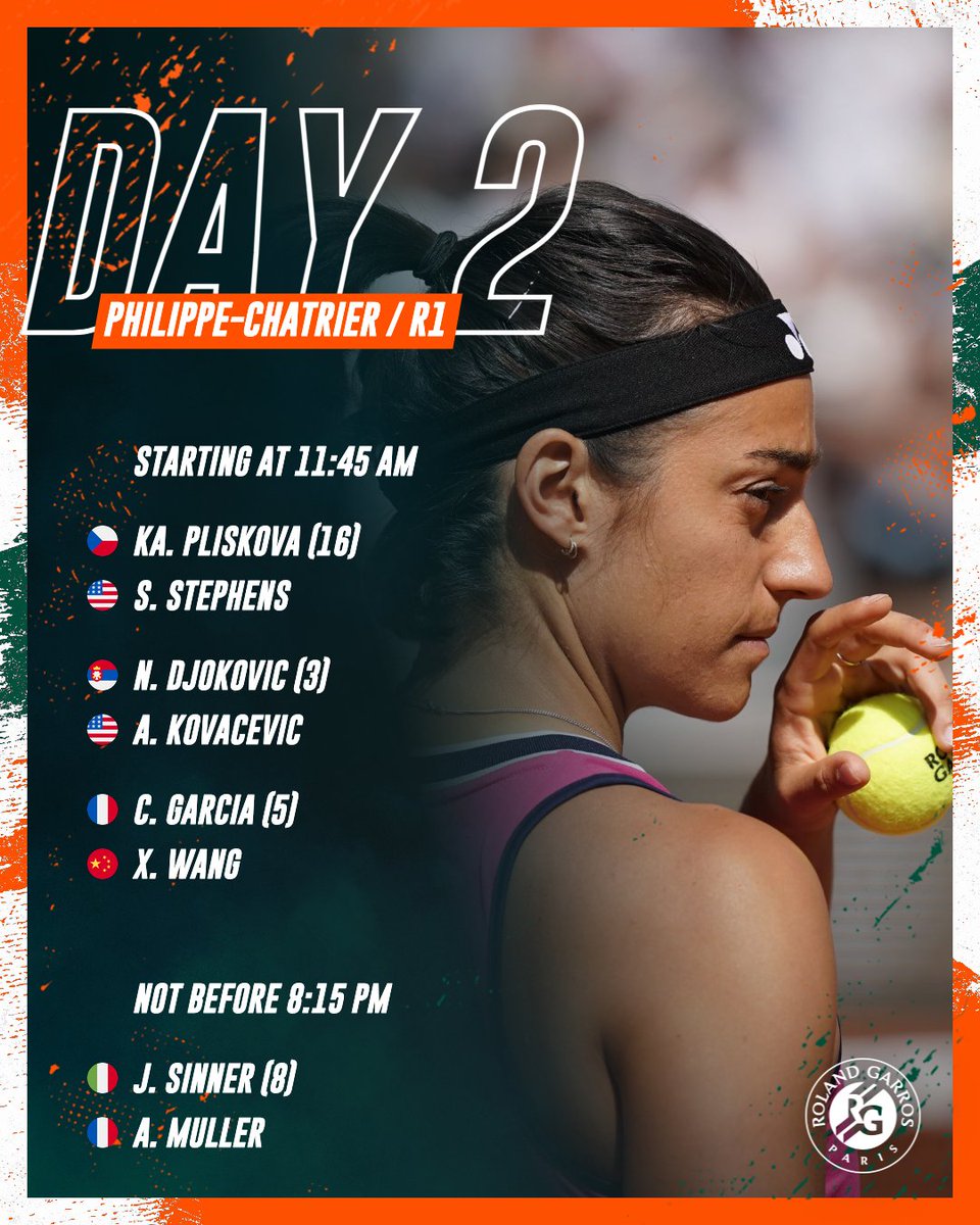 Your order of play for the second day 🔥 

#RolandGarros