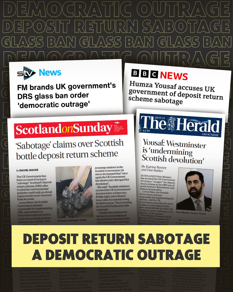 The Westminster Government is not just trying to scupper the Deposit Return Scheme - they're trying to undermine devolution. It's also really poor for the environment. If we don't include glass that's 600 million bottles that won't be removed from our streets, beaches and parks.