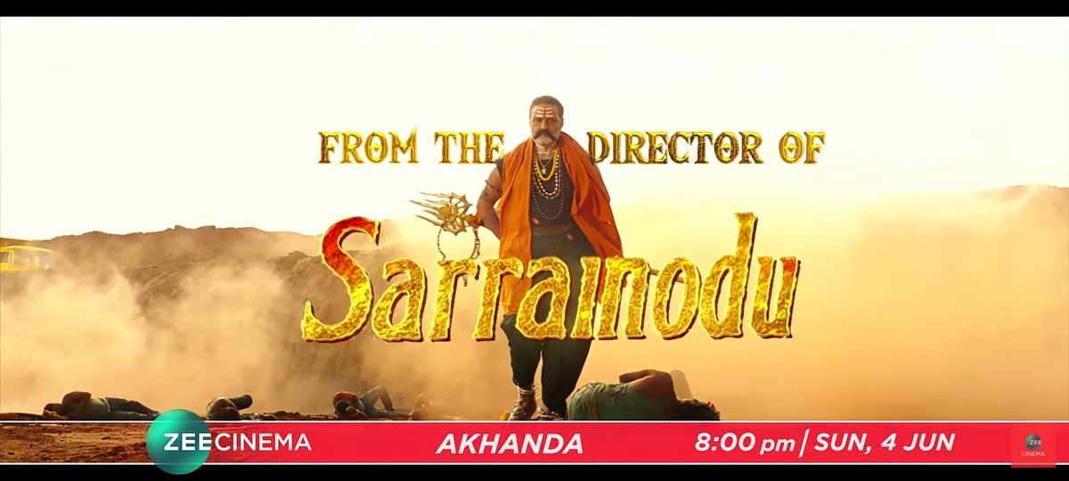 They are using Allu Arjun 's movie Sarrainodu name for promoting Akhanda

@alluarjun 👑 has created that level of Impact 🥵

And Sarrainodu's rights are with Goldmines not with Zee also still....