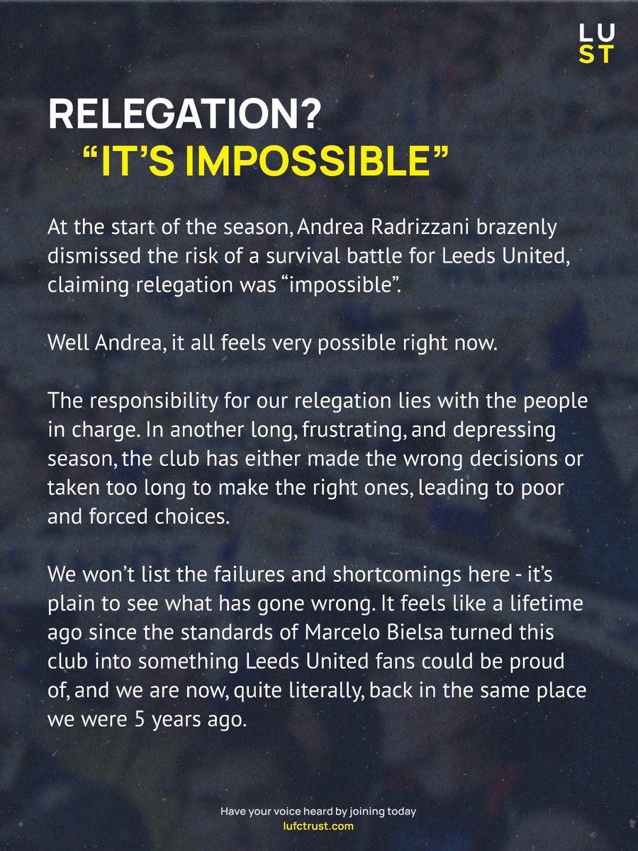 Relegation? “It’s impossible”