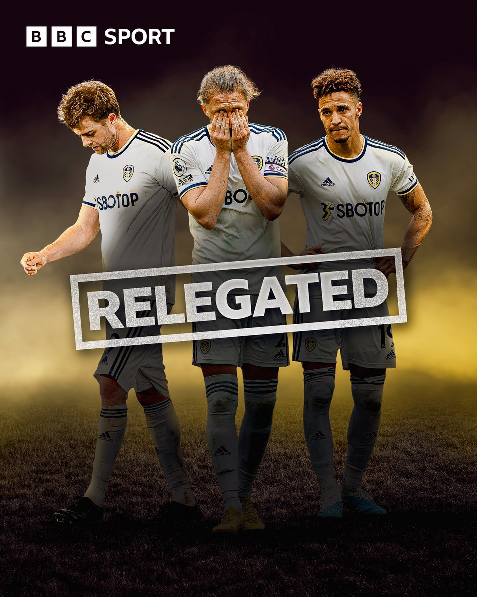 Heartbreak at Elland Road. Leeds United have been relegated ⬇️ They will be playing in the Championship next season. #BBCFootball