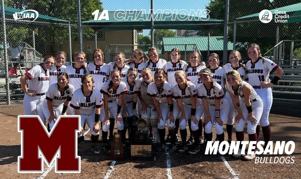 Congratulations to the 2023 WIAA/<a href="/GesaCU/">Gesa Credit Union</a> 1A State Fastpitch Champions:

Montesano Bulldogs

#wastatefastpitch