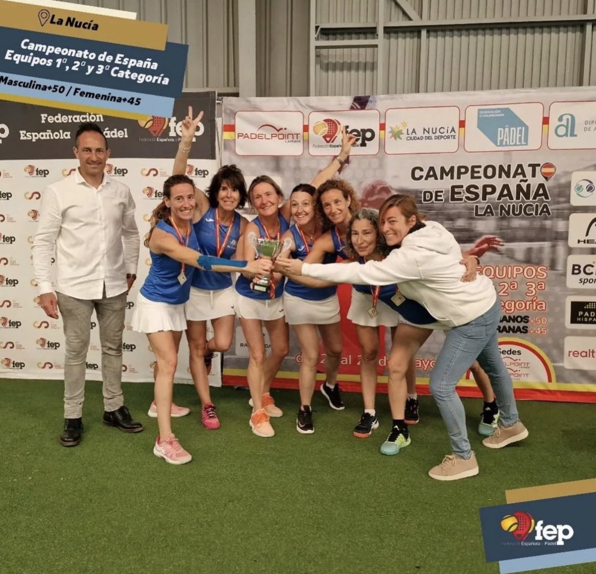 V Campeonato de España 🇪🇸 por Equipos de 3ª categoría Veteranos 

Desde la Fpib queremos dar la enhorabuena al equipo femenino de veteranas Nou Poliesportiu Sa Cabana A como ganadoras 🥇 en 3ª categoría. 

👏🏼👏🏼👏🏼