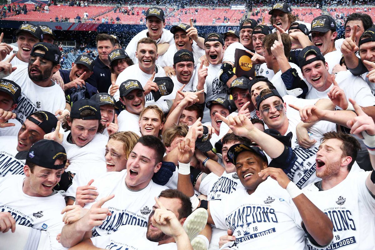 ON THIS DATE. On May 28, 2018, @YaleLacrosse defeated Duke 13-11 to claim its first @NCAALAX Championship. Combined, the league owns 10 national titles. 🌿🥍