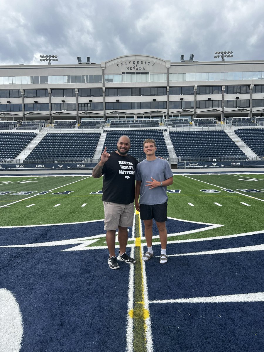 Great time at Nevada unoffical! Thanks to <a href="/CoachLapuaho/">Coach Al</a> for showing us around amazing place! <a href="/CoachKWils/">Coach Ken Wilson</a> <a href="/Coach_Kwam/">Kwame Agyeman</a> <a href="/CoachJ_Ortiz/">Jalen Ortiz</a> <a href="/PTrenches/">Pro-Tech-Trenches</a> <a href="/OlyTitansFB/">Olympus Titans Football</a> <a href="/BrandonHuffman/">Brandon Huffman</a> <a href="/BlairAngulo/">Blair Angulo</a>