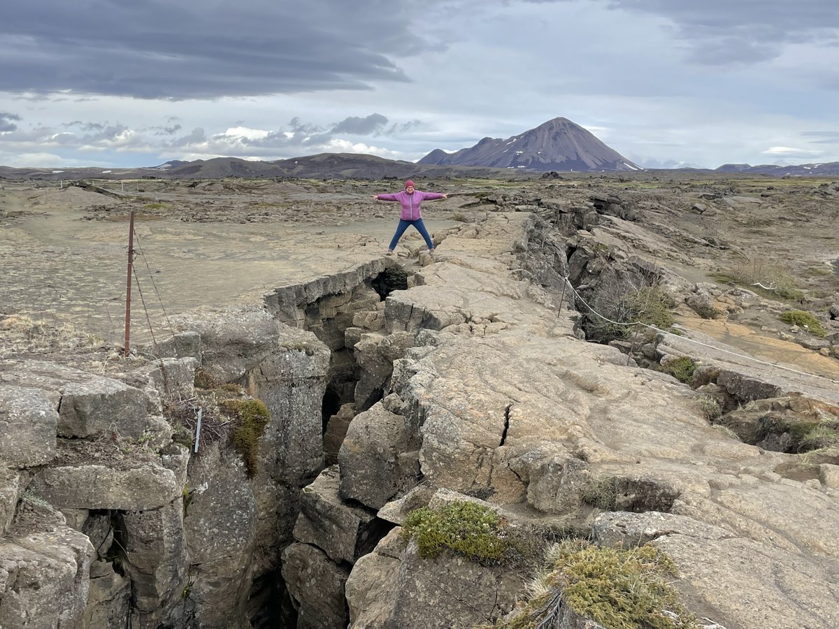 An interesting phenomenon for students: How is it that I can have one foot on 'North America' & another on 'Europe'? Where do you think this photo was taken? #NSTA #NSTA23 #NGSS #phenomenon #platetectonics #earthsci #SciEd