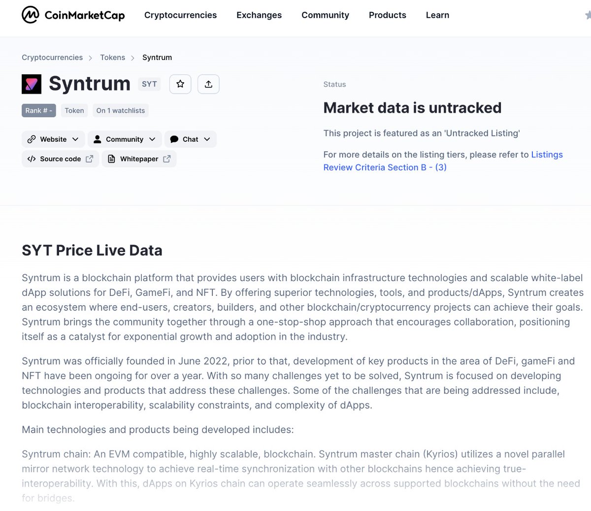 Syntrum is now listed on Coinmarketcap. You can add it to your watchlist and take a picture so that when Syntrum disrupts the blockchain space, you can show the world that you were one of its earliest supporters 🔥🔥
coinmarketcap.com/currencies/syn…
#blockchain #Infrastructure