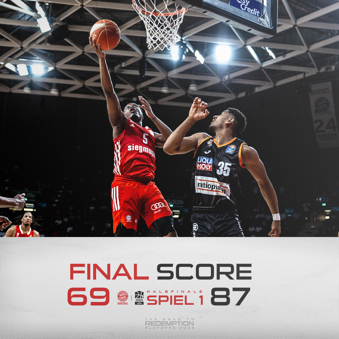 Spiel 1 geht an die Ulmer. 🔜 Spiel 2 am Dienstag (20:30 Uhr) im Audi Dome, Tickets unter fcbayernbasketball.com.

#FCBB #RoadToRedemption #WelcomeToPlayoffs (c) Eirich, Vogel & Stickel