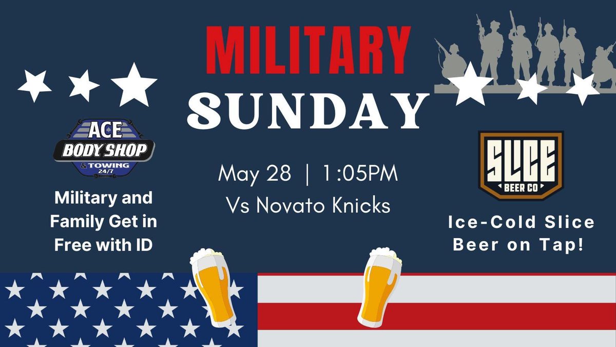 Who’s ready for Slice Sunday??? We will have <a href="/slicebeer/">SLICE BEER CO</a> on tap today &amp; every Sunday!

Beautiful day for a Day Game at the Bean! 

It’s also Military Sunday presented by Ace Body Shop where all current and former military get in FREE!

Gates 12
First pitch 1:05pm

#PotterUp