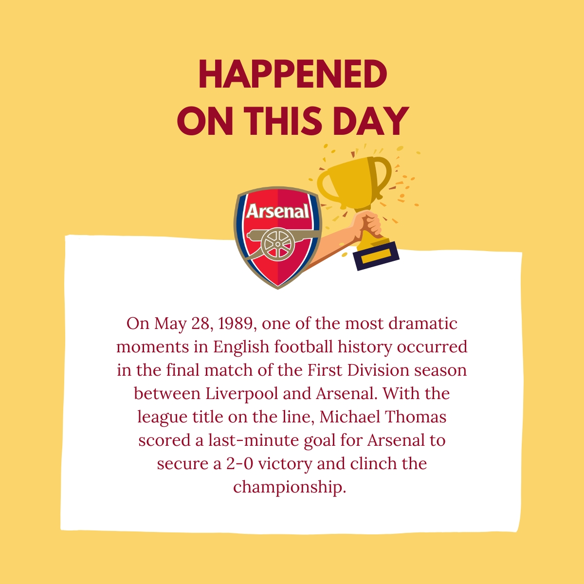 This victory, known as 'Anfield '89,' is remembered as one of the most thrilling and unforgettable moments in football history. #Anfield89 #FootballHistory #TitleDecider #arsenal