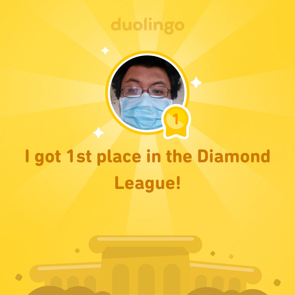 rossformanes's tweet photo. I finished 1st place in Diamond League on @Duolingo! https://t.co/kFWoEUOBwe