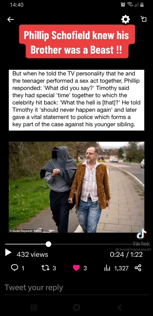 #TikTok post shows #phillipschofield Even though it is alleged he was grooming #matthewmcgreevy He was instrumental in getting his brother jailed. Watch and learn about his insidious narcissistic ways. x.com/cat_again1/sta…