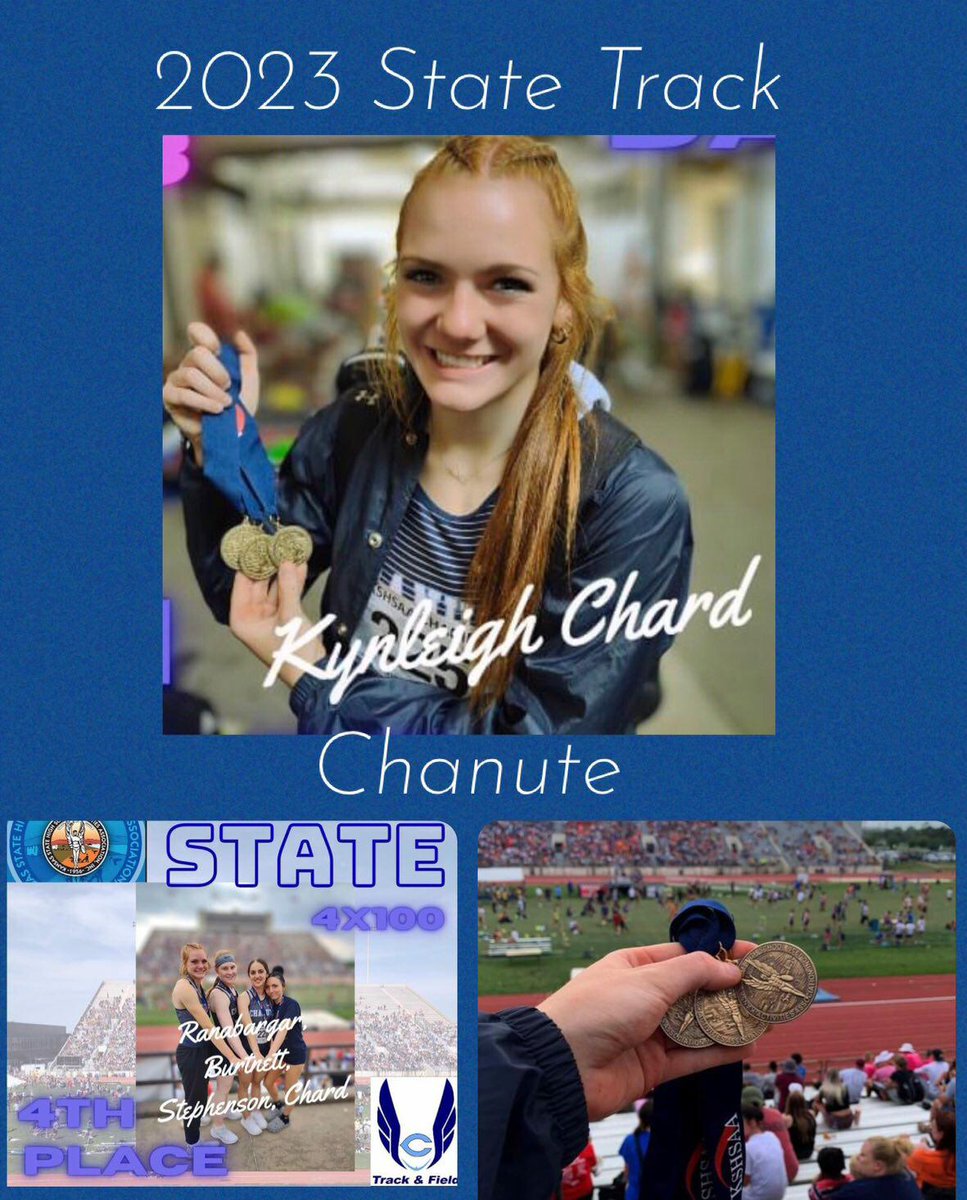 Kynleigh Chard- Chanute 
After takink two huge falls in the hurdles and with some injuries, she still managed to bring home three medals. 
4x100🏅
300 Hurdles 🏅
200 Meter🏅
#SEKstate
#SEKelite
#SEKsports