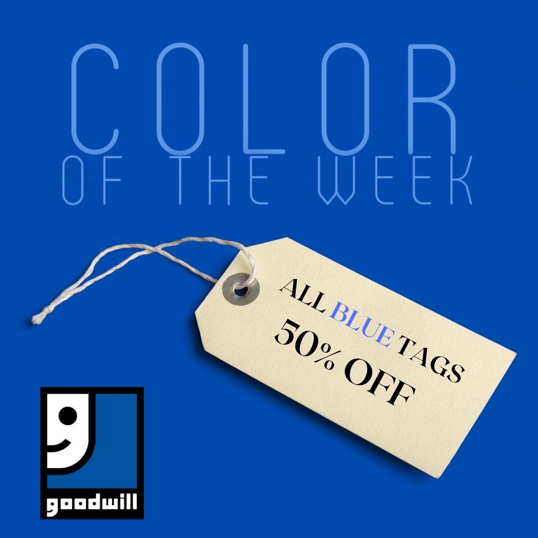 Visit any #goodwillsela location this week and get 50% off blue tagged items. 

#thrift #shopgoodwill #thriftstorefinds #shop #shopsecondhand #thrifting #goodwillfinds #goodwillfind #sale