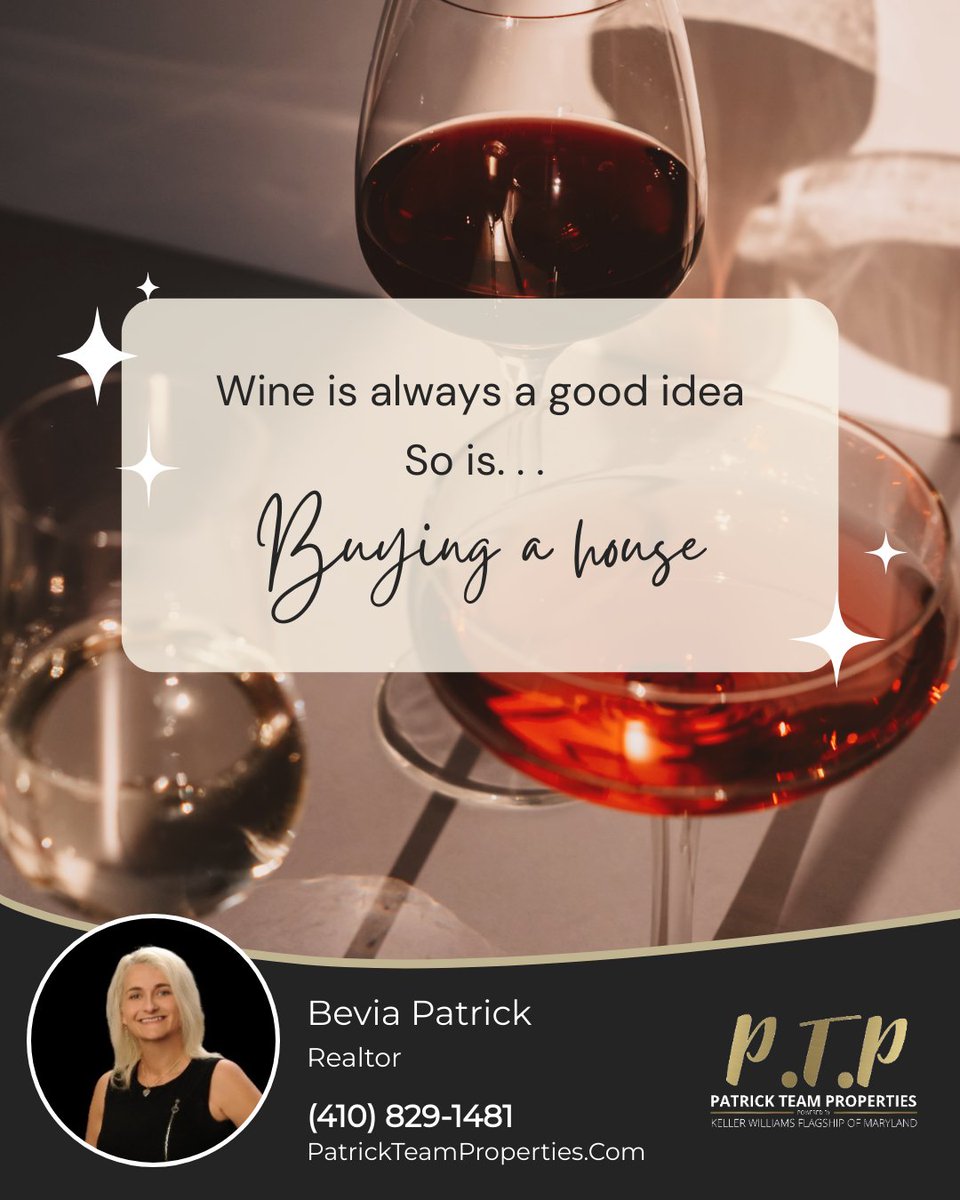 So as you pour your next glass, think about whether a house may be in your future!

#buyersmarket #homebuyer #firsttimehomebuyer #homebuying #homesearch #househunting #letstalkrealestate #wannabuyahouse
