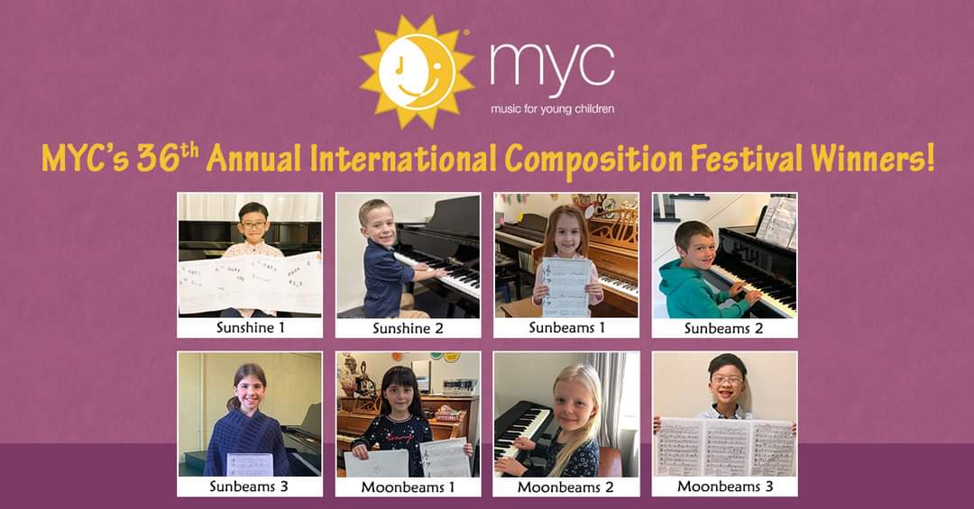 HeatherCT2's tweet photo. Congrats to 1st place winners from each level of the MYC program at MYC’s 36th Annual International Composition Festival

We received over 3500 compositions from MYC students as young as 3 yrs old from Canada, United States, Malaysia, Singapore &amp; Vietnam https://t.co/GkouaB7alH https://t.co/IrQqwdA7kk
