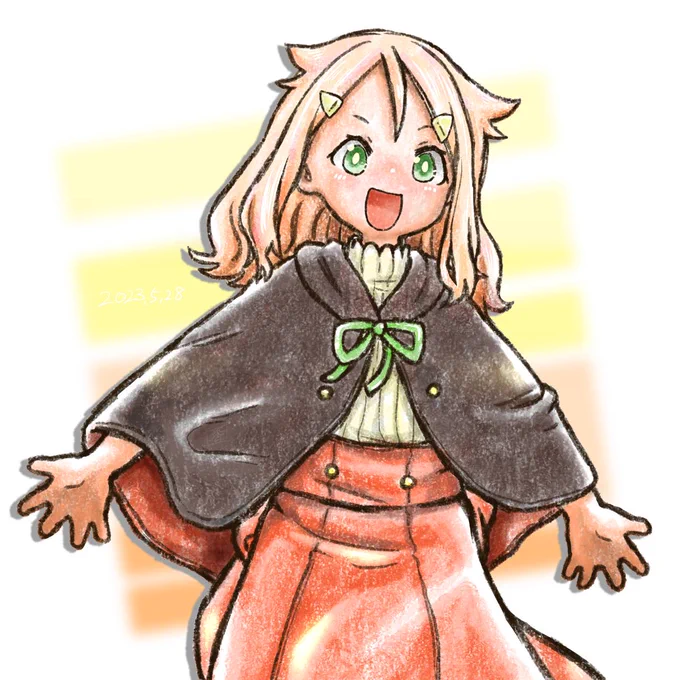 【案カモン企画】 [りあもん]さんの創作の子《フィーニィー》ちゃんを描かせていただきました!  元気いっぱいな子…見ていて幸せですよねぇ  #香辛料シナモン #香モンに描かせて