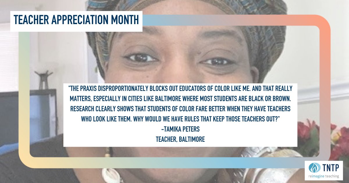 Today, we're revisiting the words of veteran teacher Tamika Peters, who explains how the Praxis exam hinders teachers of color👑✨: ow.ly/7ZkS50OuBkl

#PersonalPerspectives  #BlackEducators #BaltimoreTeachers #TeacherVoice