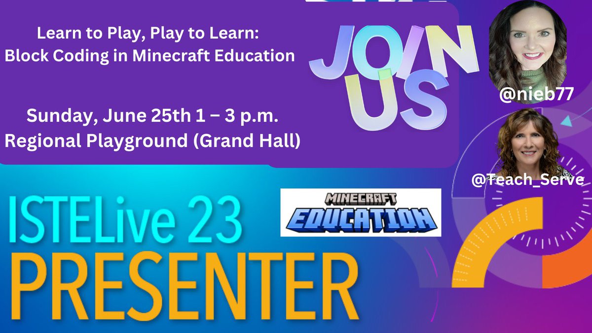 Here are a few places you can find me at #ISTELive in Philly. Can’t wait to see you there! @ISTEofficial  #MinecraftEDU @PlayCraftLearn @Teach_Serve #MIEExpert #ReinventTheClassroom