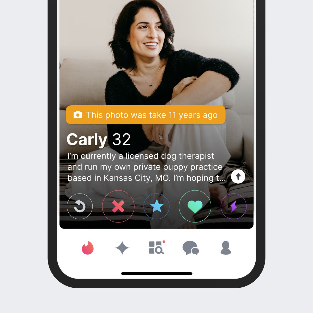 soren_iverson's tweet image. Tinder feature to show when photo was taken