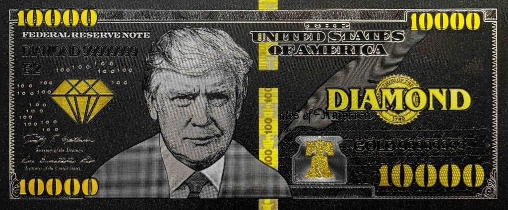 3 Colorado-based companies advertise items with Trump's likeness.

All are selling $10,000 black  'Trump Bucks' for $99.99.  The ad says the bucks can be redeemed as legal tender at most banks, including Chase, Bank of America and Wells Fargo.

Trump supporters have bought 1000s…