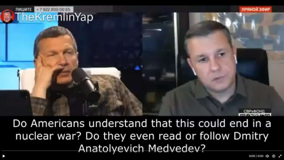 @TheKremlinYap We all think Medvedev's a total clown, and as for Russia's nuclear threats;
1. The West has it's own nuclear baton.
2. We're beginning to think Russia's nuclear blackmail is smoke and mirrors to hide the fact that it's nuclear arsenal is a rusting pile of junk.