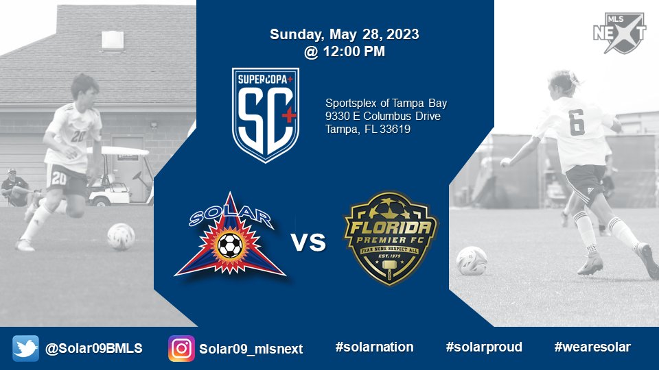 Quarterfinals today at noon against Florida Premier FC. @SolarSoccerClub #wearesolar #solarnation #solarproud