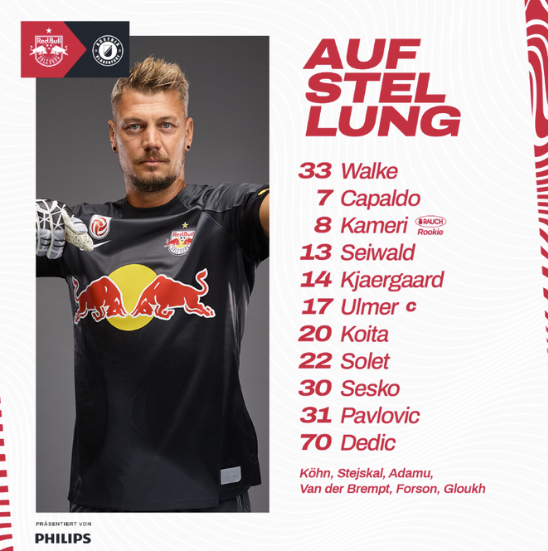 SorareAustria's tweet photo. 9/11, great result for Salzburg by @xJan01
#Adamu is benched and #Kameri back starting 🔥 https://t.co/I1CEKCWhvV