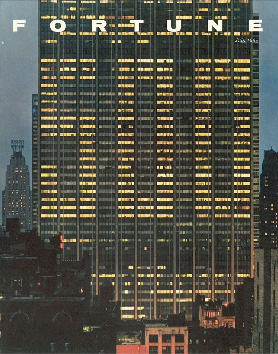 This Fortune 500 cover from 1964 features a lit up office building in New York City.

Today, the majority of Fortune 500 CEOs want their employees back in the office but after years of remote and hybrid options that is proving to be difficult. trib.al/baB7qno