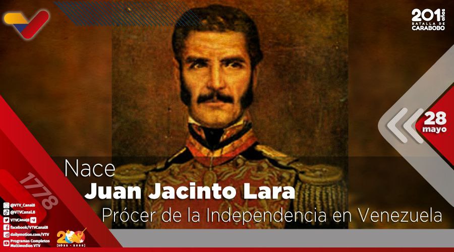 VTVcanal8's tweet photo. #EFEMÉRIDE🗓️| Hace 245 años nació el prócer Juan Jacinto Lara, en Carora, edo. Lara. Fue un joven revolucionario del siglo XVIII, inspirado en los acontecimientos del 19 de abril de 1810, día de la proclamación de la Independencia de Venezuela.

#JuntosHaciaLaProsperidad https://t.co/cxtce8jBpz